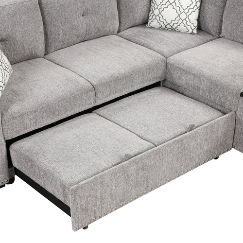 1st Choice Reversible Sectional Pull-Out Sofa Bed L-Shaped Corner Sofa Couch