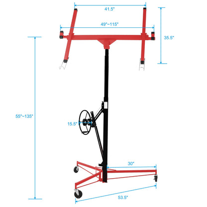 11FT Drywall Panel Hoist Lift – 150 lbs Capacity Steel Construction Red & Black - 1st Choice Furniture Direct