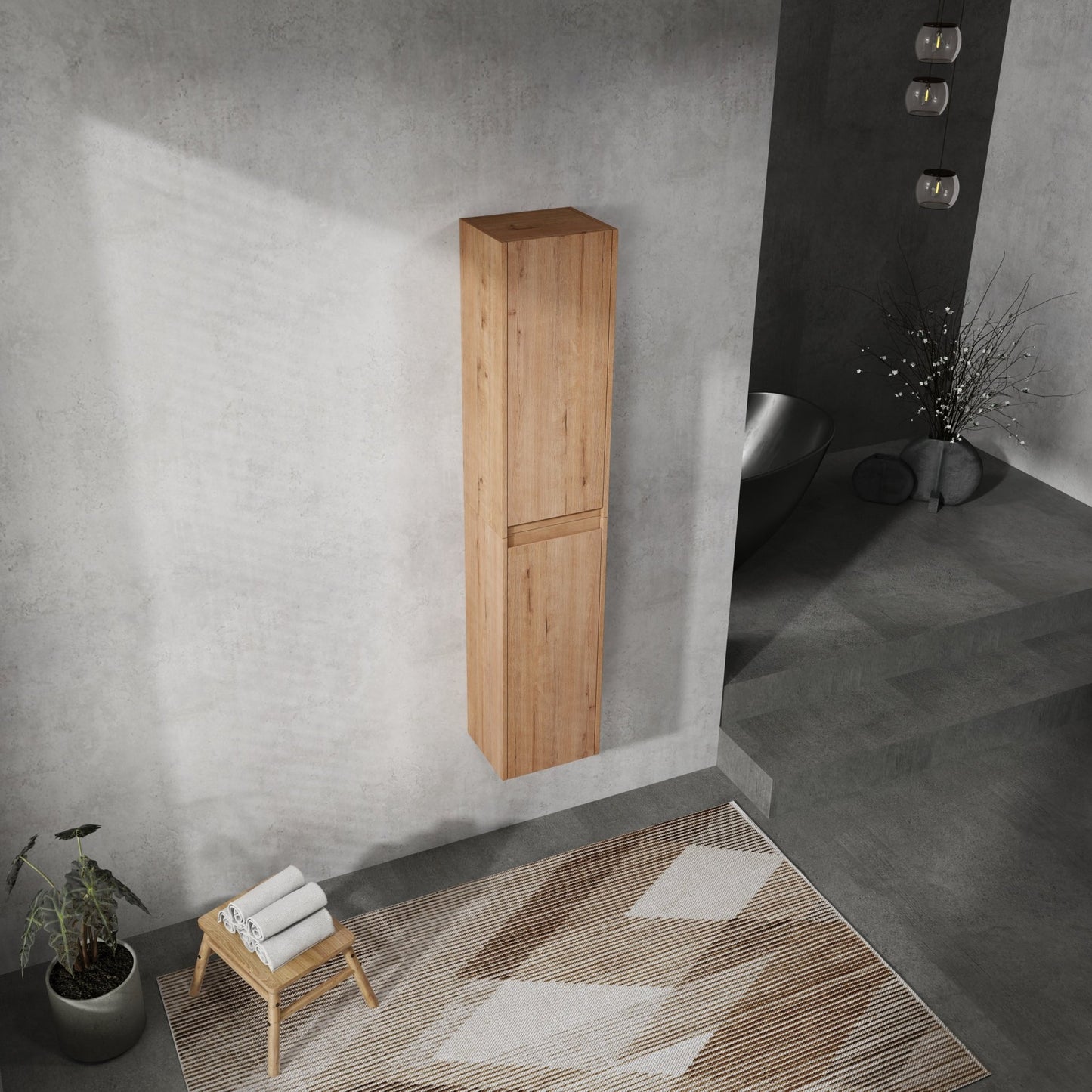 12' Bathroom Side Cabinet, 2 - Soft Close Doors, Float Mounting Design, 12*2(KD - Packing) - 1st Choice Furniture Direct
