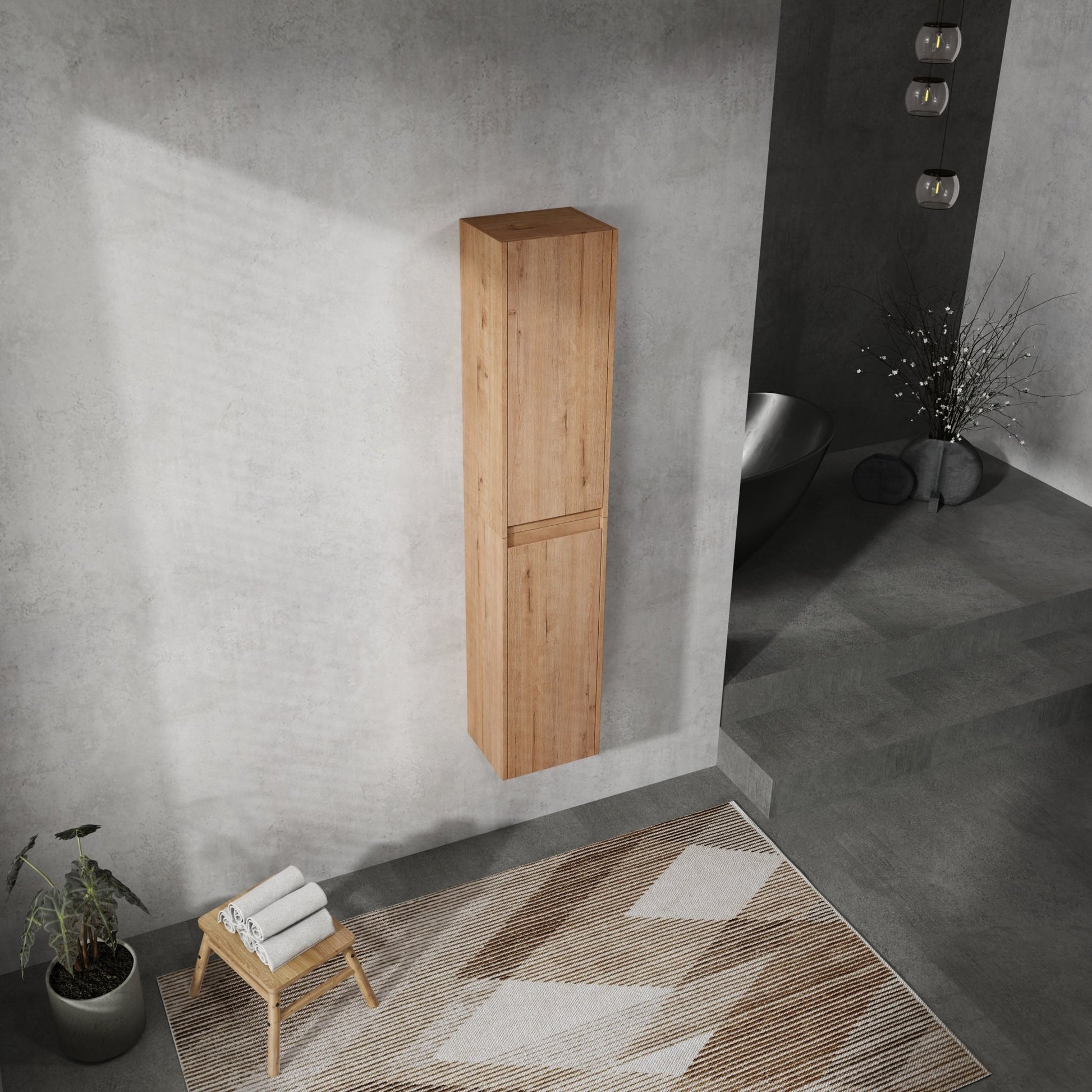 12' Bathroom Side Cabinet, 2 - Soft Close Doors, Float Mounting Design, 12*2(KD - Packing) - 1st Choice Furniture Direct