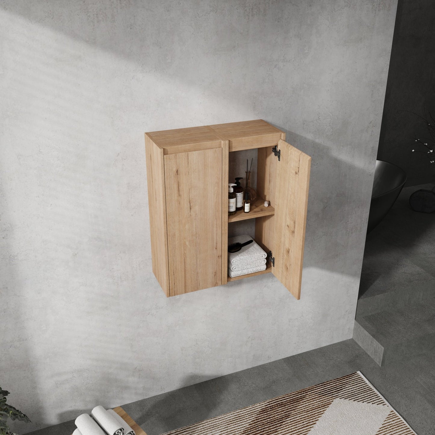 12' Bathroom Side Cabinet, 2 - Soft Close Doors, Float Mounting Design, 12*2(KD - Packing) - 1st Choice Furniture Direct