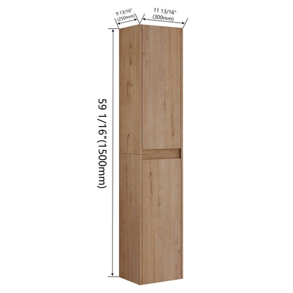 12' Bathroom Side Cabinet, 2 - Soft Close Doors, Float Mounting Design, 12*2(KD - Packing) - 1st Choice Furniture Direct