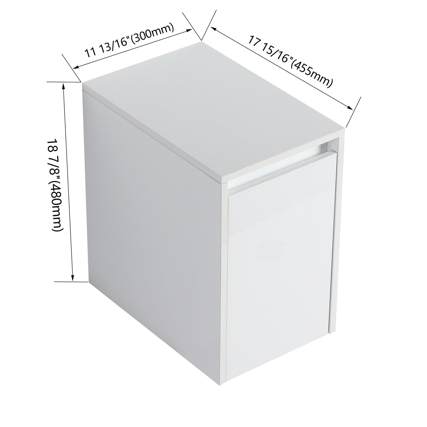 12' Bathroom Side Cabinet, Soft Close Doors, Float Mounting Design, Glossy White,(KD - Packing) - 1st Choice Furniture Direct
