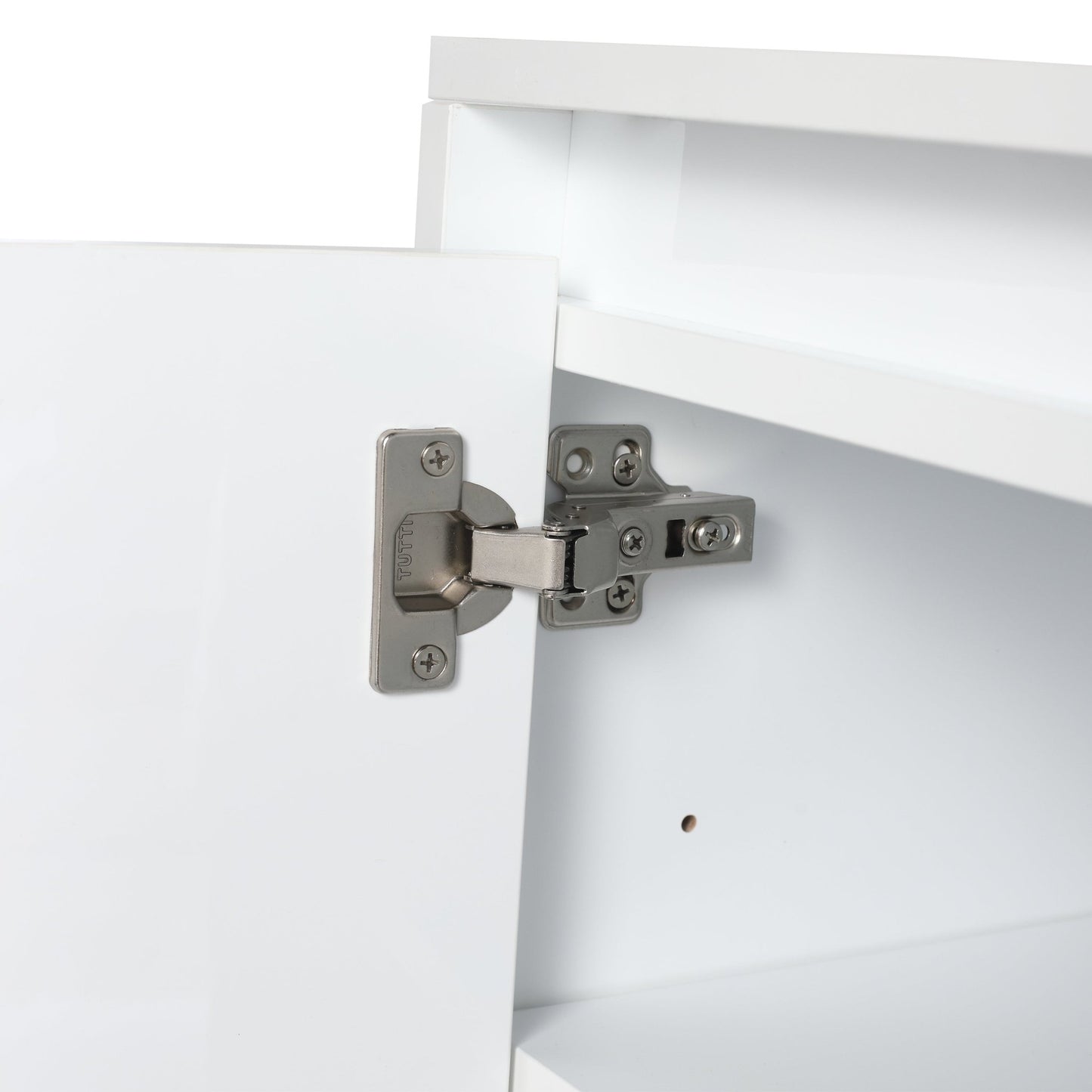 12' Bathroom Side Cabinet, Soft Close Doors, Float Mounting Design, Glossy White,(KD - Packing) - 1st Choice Furniture Direct