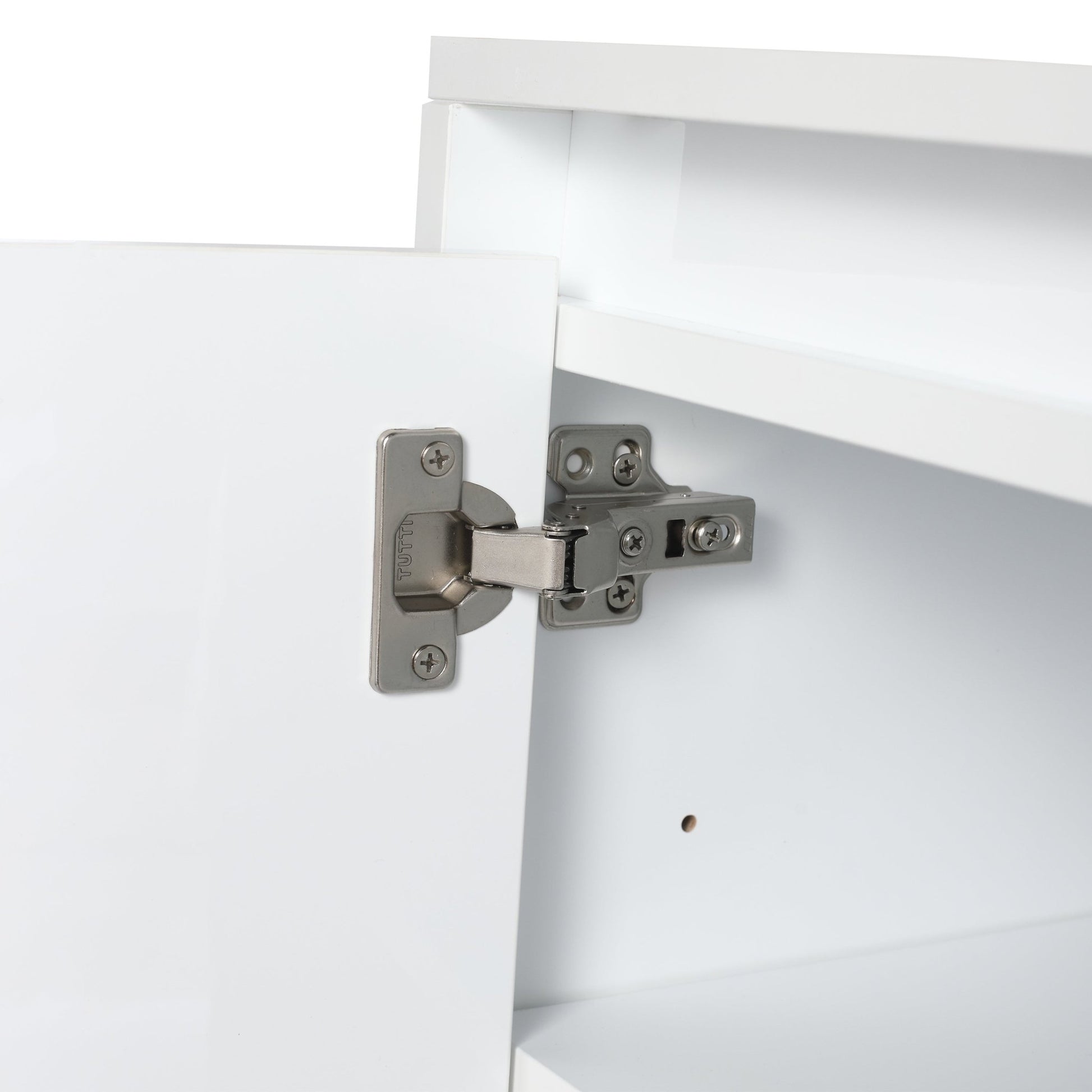 12' Bathroom Side Cabinet, Soft Close Doors, Float Mounting Design, Glossy White,(KD - Packing) - 1st Choice Furniture Direct