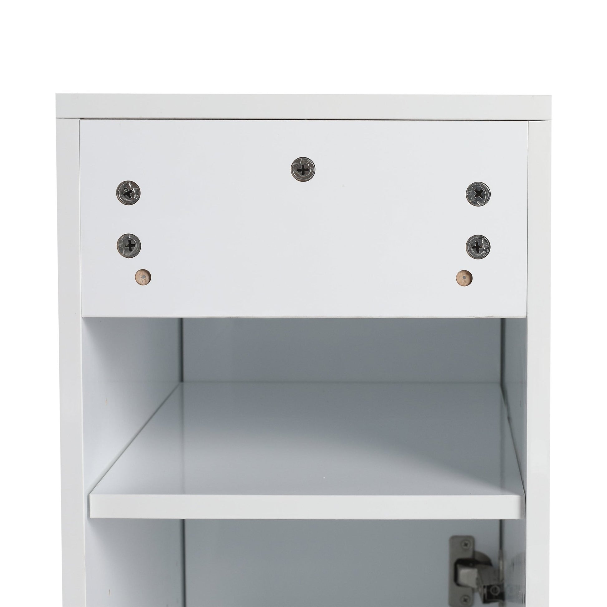 12' Bathroom Side Cabinet, Soft Close Doors, Float Mounting Design, Glossy White,(KD - Packing) - 1st Choice Furniture Direct