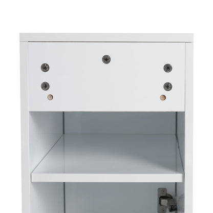 12' Bathroom Side Cabinet, Soft Close Doors, Float Mounting Design, Glossy White,(KD - Packing) - 1st Choice Furniture Direct