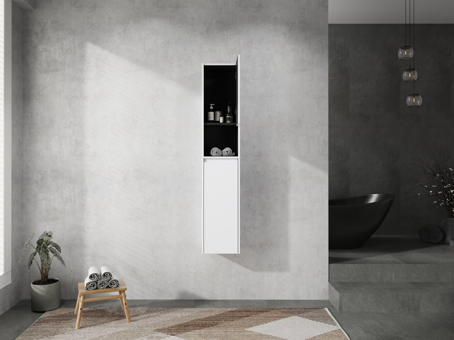 12' Bathroom Side Cabinet,2 - Soft Close Doors,Float Mounting Design,12*2(KD - Packing) - 1st Choice Furniture Direct