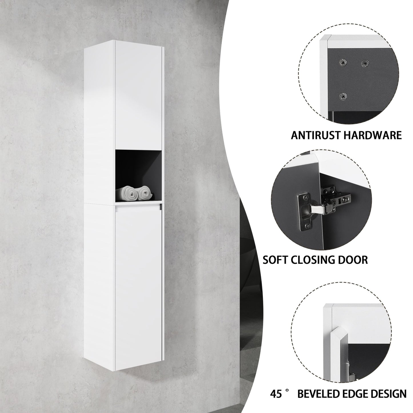 12' Bathroom Side Cabinet,2 - Soft Close Doors,Float Mounting Design,12*2(KD - Packing) - 1st Choice Furniture Direct