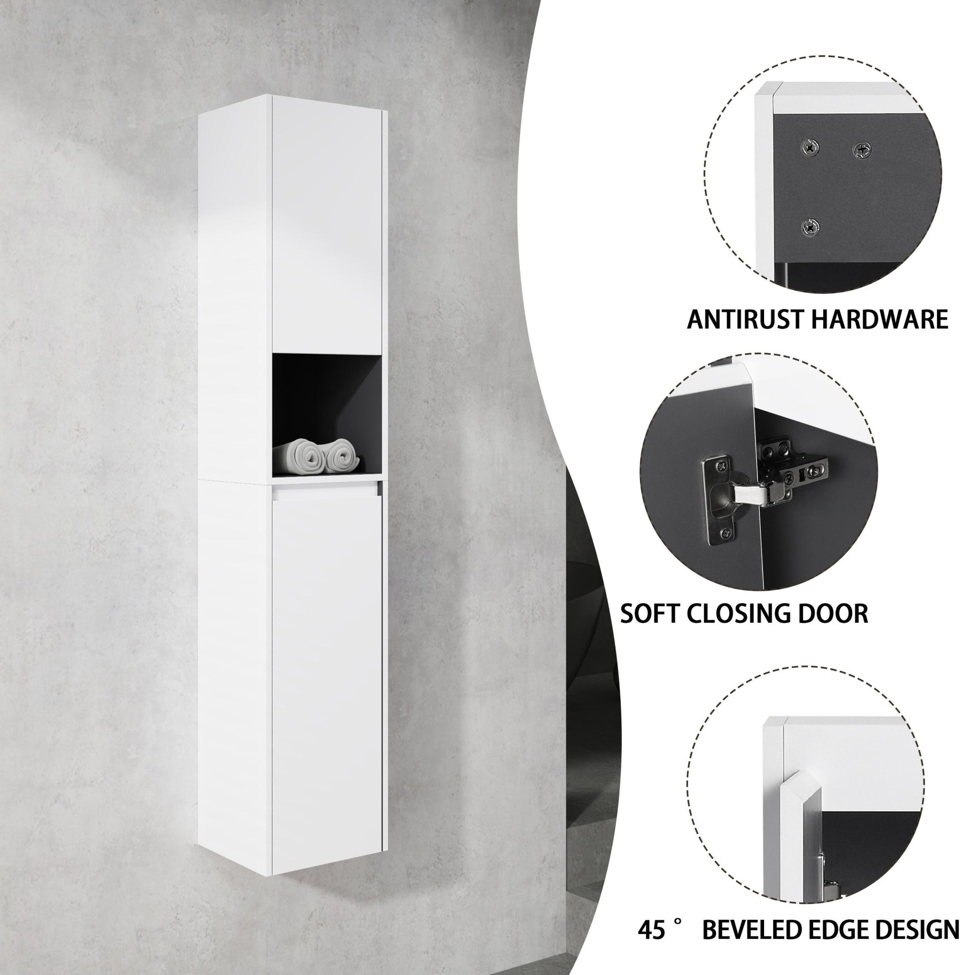 12' Bathroom Side Cabinet,2 - Soft Close Doors,Float Mounting Design,12*2(KD - Packing) - 1st Choice Furniture Direct