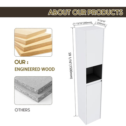 12' Bathroom Side Cabinet,2 - Soft Close Doors,Float Mounting Design,12*2(KD - Packing) - 1st Choice Furniture Direct