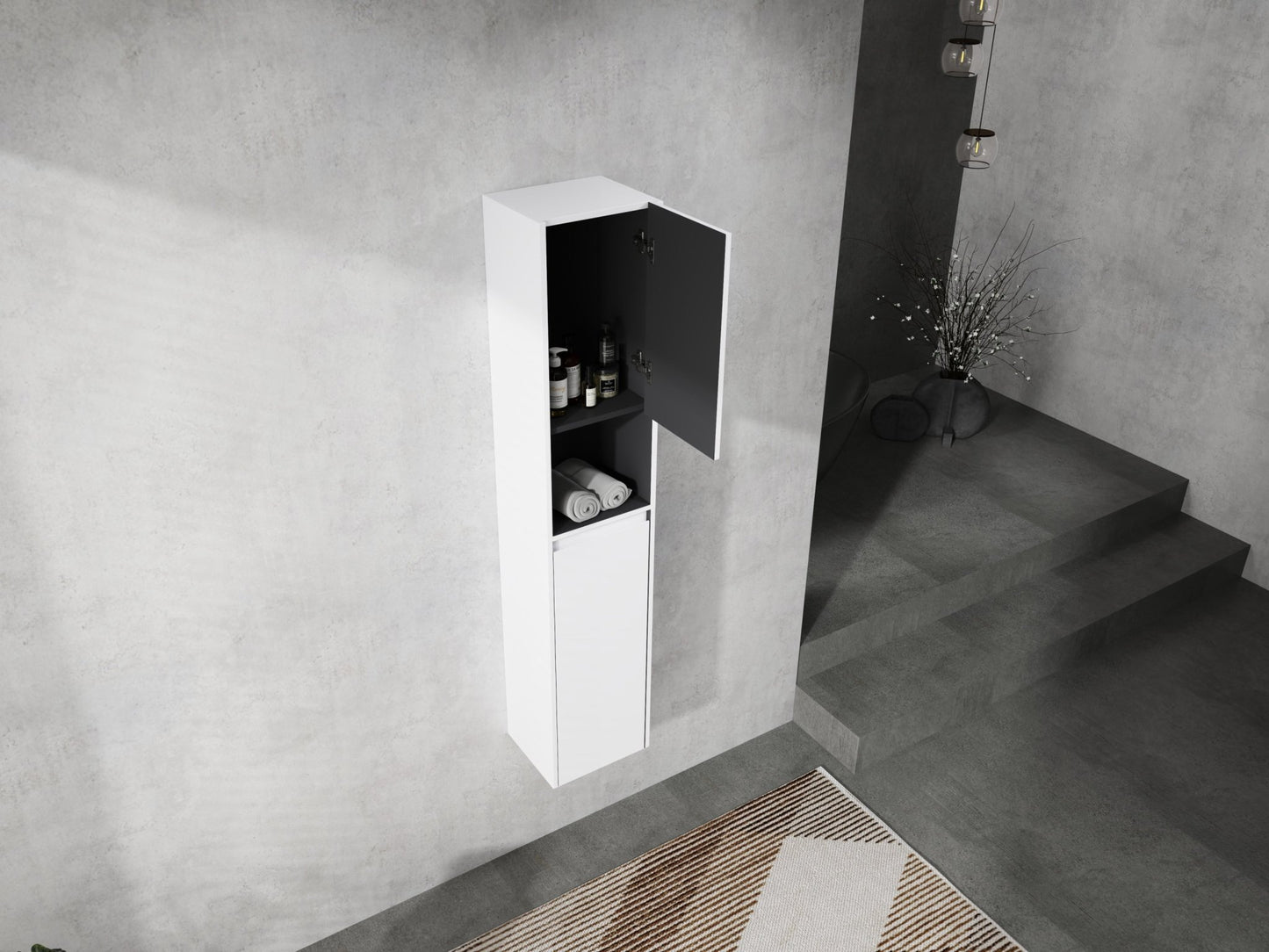 12' Bathroom Side Cabinet,2 - Soft Close Doors,Float Mounting Design,12*2(KD - Packing) - 1st Choice Furniture Direct
