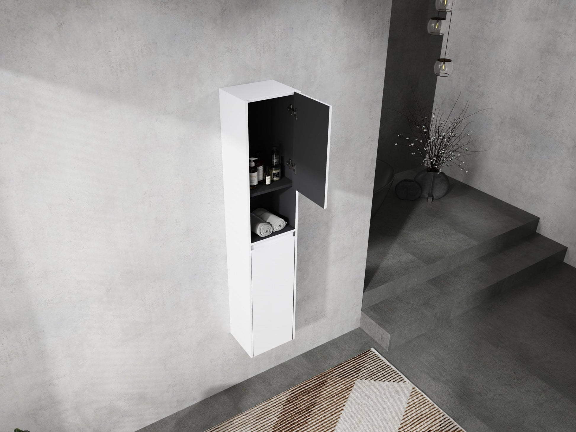 12' Bathroom Side Cabinet,2 - Soft Close Doors,Float Mounting Design,12*2(KD - Packing) - 1st Choice Furniture Direct