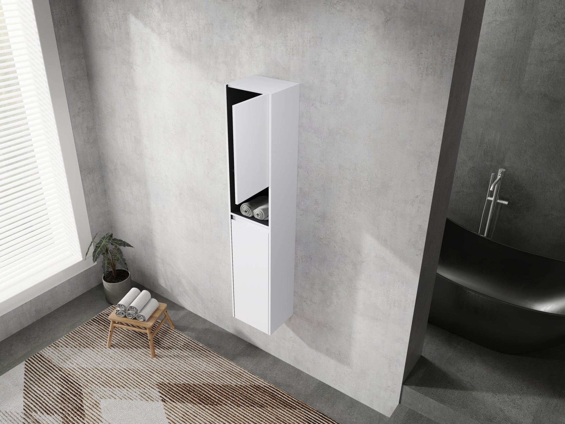 12' Bathroom Side Cabinet,2 - Soft Close Doors,Float Mounting Design,12*2(KD - Packing) - 1st Choice Furniture Direct