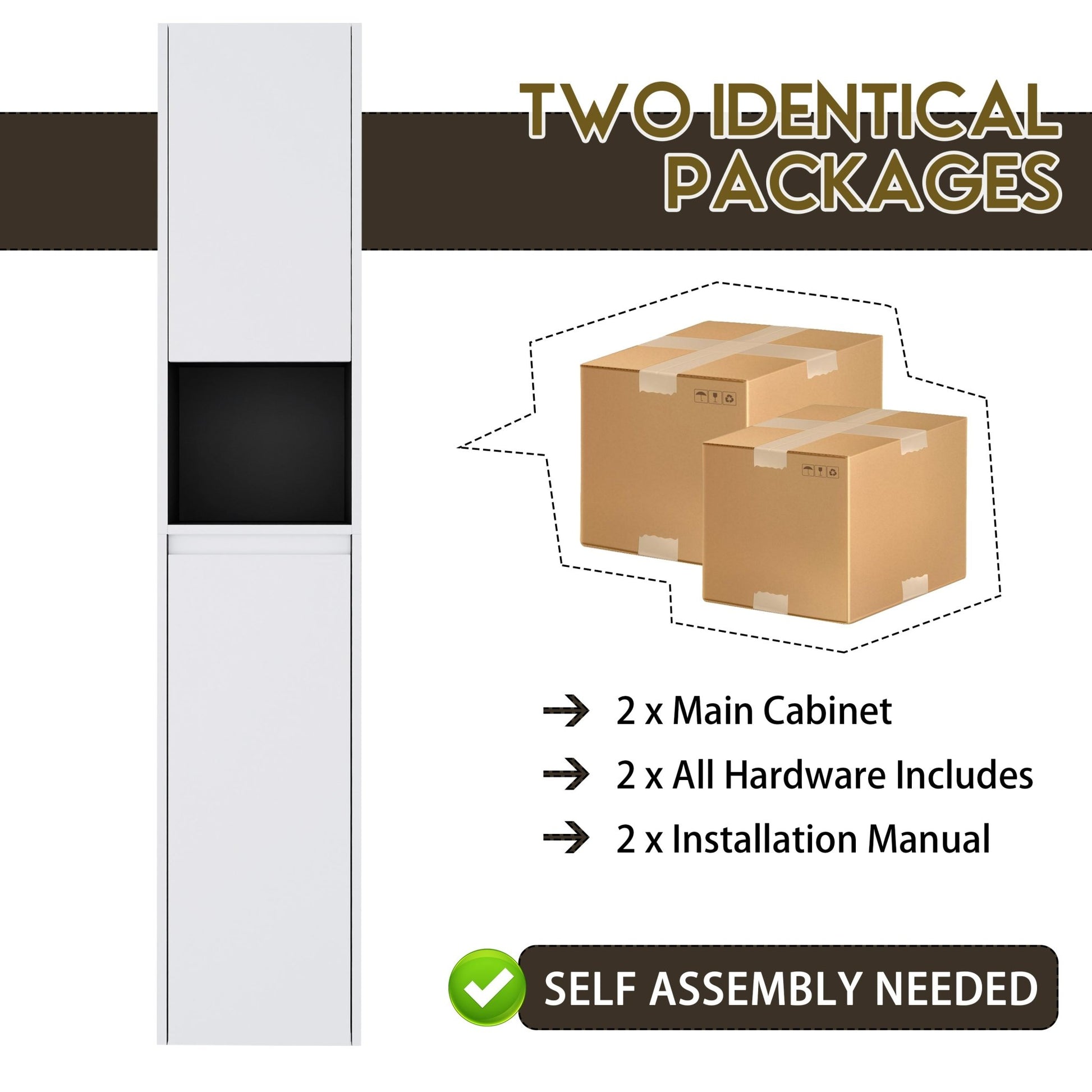 12' Bathroom Side Cabinet,2 - Soft Close Doors,Float Mounting Design,12*2(KD - Packing) - 1st Choice Furniture Direct