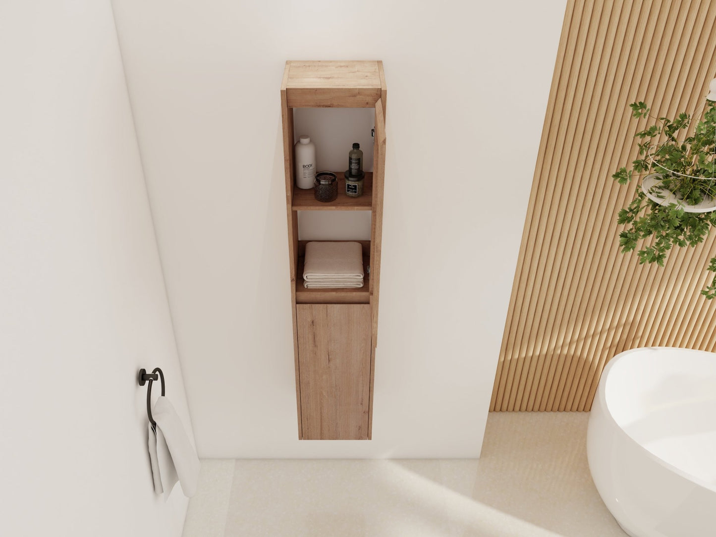 12' Bathroom Side Cabinet,Soft Close Doors,Float Mounting Design, 00512IMO - 00112IMO (KD - Packing) - 1st Choice Furniture Direct