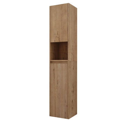 12' Bathroom Side Cabinet,Soft Close Doors,Float Mounting Design,Imitative Oak, SC00112IMO+SC00212IMO - K (KD - Packing) - 1st Choice Furniture Direct