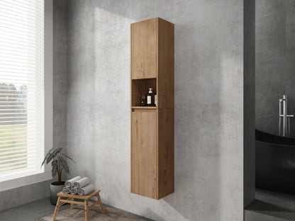 12' Bathroom Side Cabinet,Soft Close Doors,Float Mounting Design,Imitative Oak, SC00112IMO+SC00212IMO - K (KD - Packing) - 1st Choice Furniture Direct