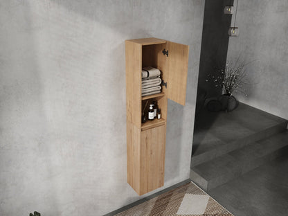 12' Bathroom Side Cabinet,Soft Close Doors,Float Mounting Design,Imitative Oak, SC00112IMO+SC00212IMO - K (KD - Packing) - 1st Choice Furniture Direct