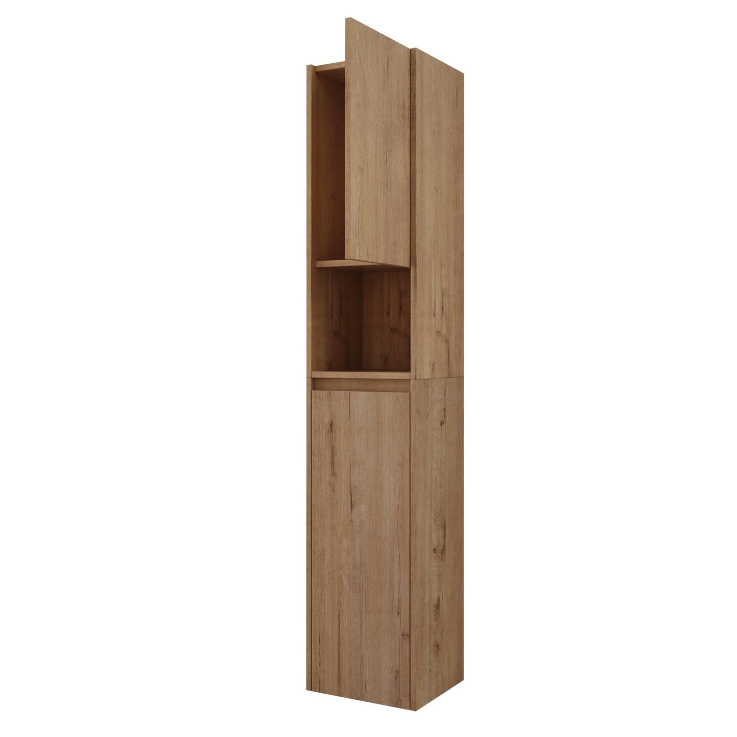 12' Bathroom Side Cabinet,Soft Close Doors,Float Mounting Design,Imitative Oak, SC00112IMO+SC00212IMO - K (KD - Packing) - 1st Choice Furniture Direct