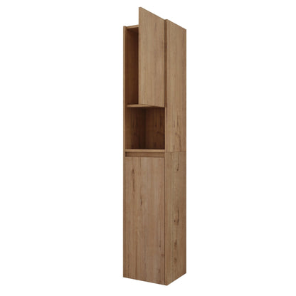 12' Bathroom Side Cabinet,Soft Close Doors,Float Mounting Design,Imitative Oak, SC00112IMO+SC00212IMO - K (KD - Packing) - 1st Choice Furniture Direct