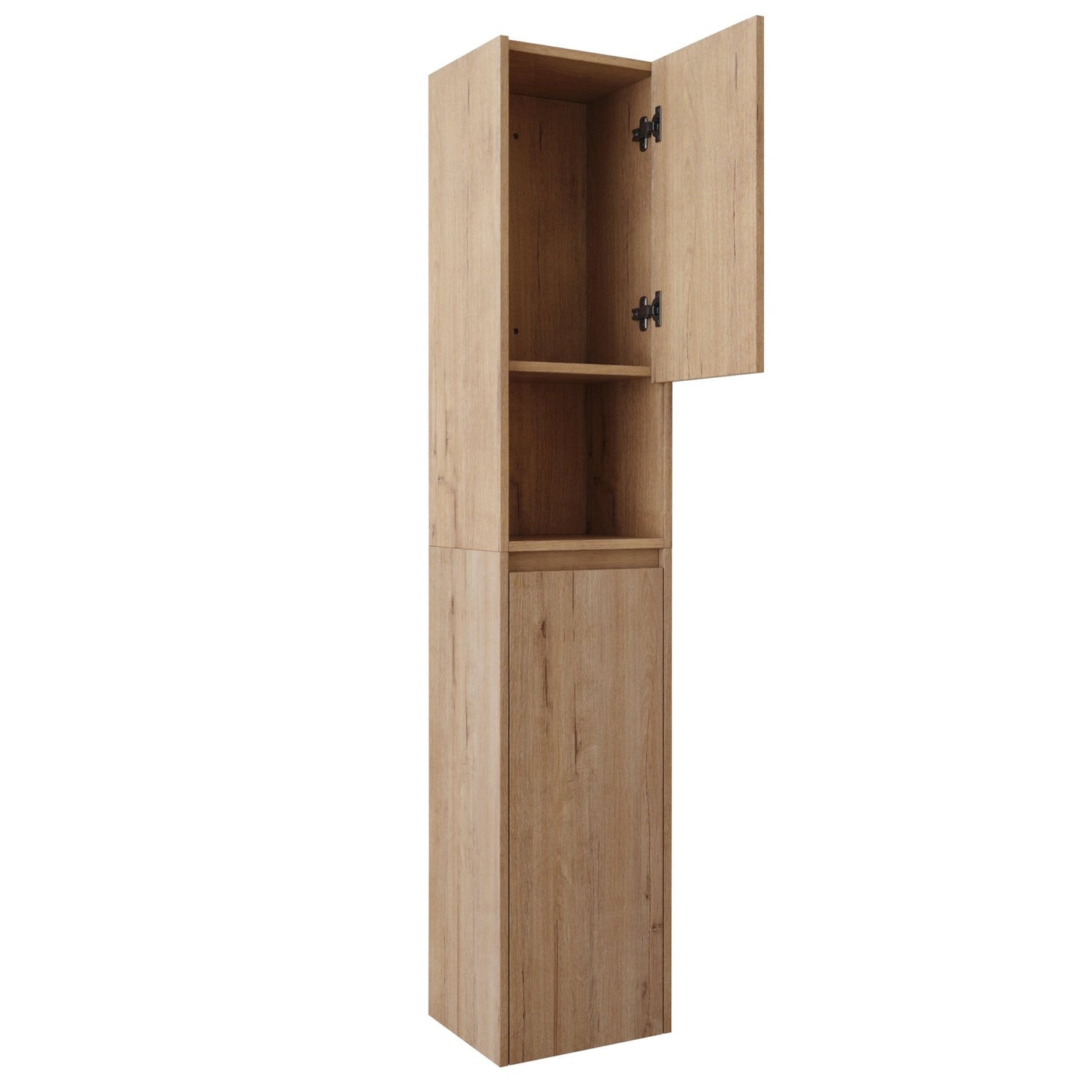 12' Bathroom Side Cabinet,Soft Close Doors,Float Mounting Design,Imitative Oak, SC00112IMO+SC00212IMO - K (KD - Packing) - 1st Choice Furniture Direct