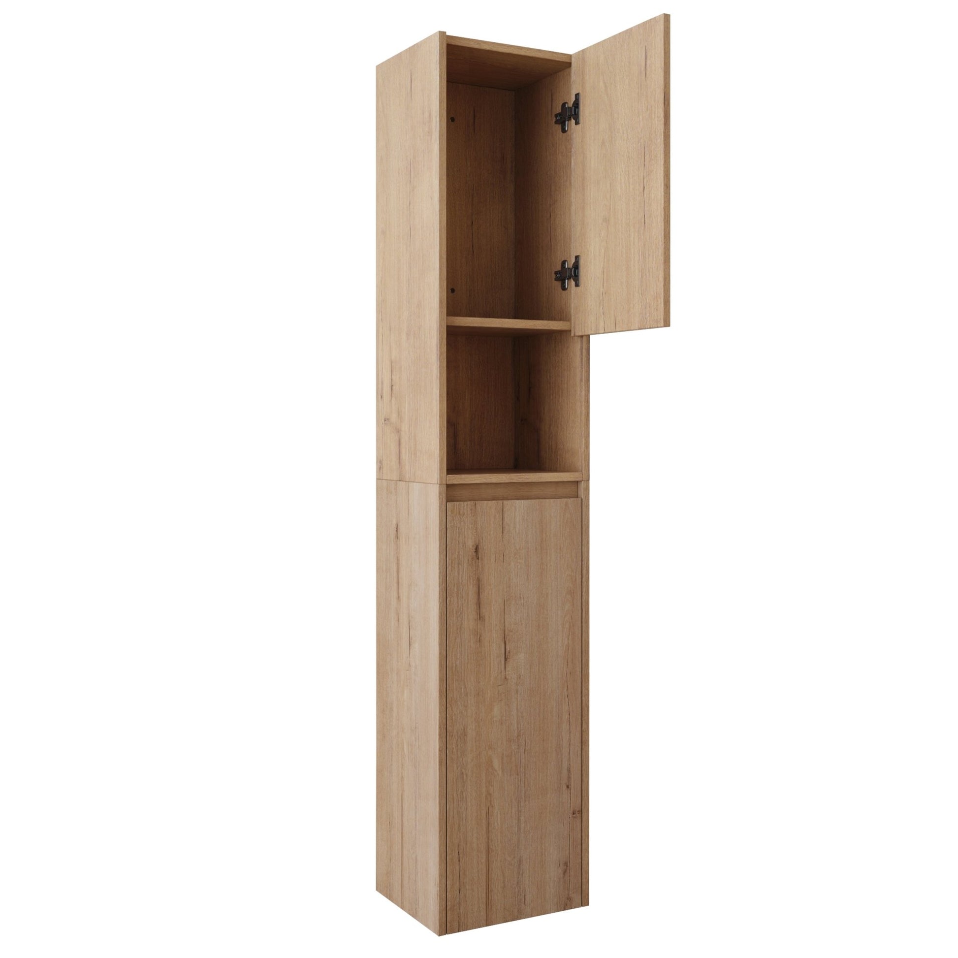 12' Bathroom Side Cabinet,Soft Close Doors,Float Mounting Design,Imitative Oak, SC00112IMO+SC00212IMO - K (KD - Packing) - 1st Choice Furniture Direct