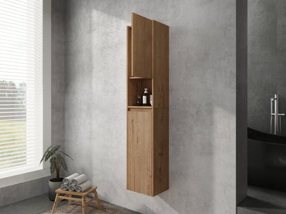 12' Bathroom Side Cabinet,Soft Close Doors,Float Mounting Design,Imitative Oak, SC00112IMO+SC00212IMO - K (KD - Packing) - 1st Choice Furniture Direct