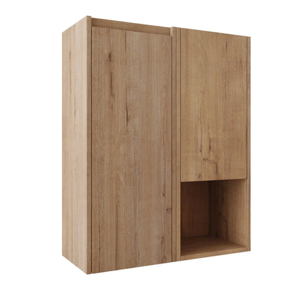12' Bathroom Side Cabinet,Soft Close Doors,Float Mounting Design,Imitative Oak, SC00112IMO+SC00212IMO - K (KD - Packing) - 1st Choice Furniture Direct