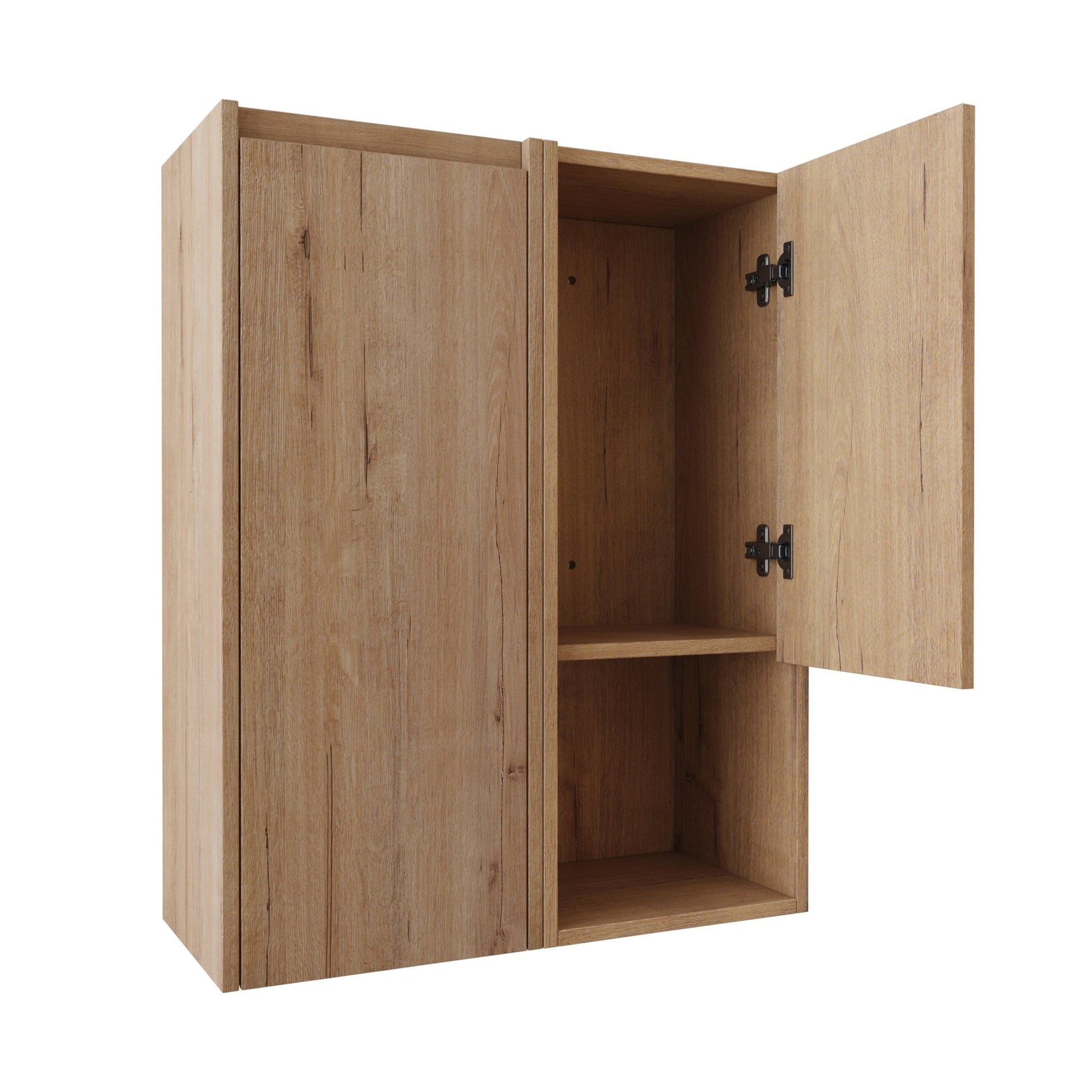12' Bathroom Side Cabinet,Soft Close Doors,Float Mounting Design,Imitative Oak, SC00112IMO+SC00212IMO - K (KD - Packing) - 1st Choice Furniture Direct