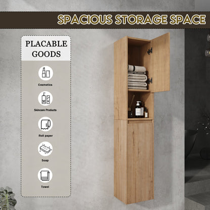 12' Bathroom Side Cabinet,Soft Close Doors,Float Mounting Design,Imitative Oak, SC00112IMO+SC00212IMO - K (KD - Packing) - 1st Choice Furniture Direct