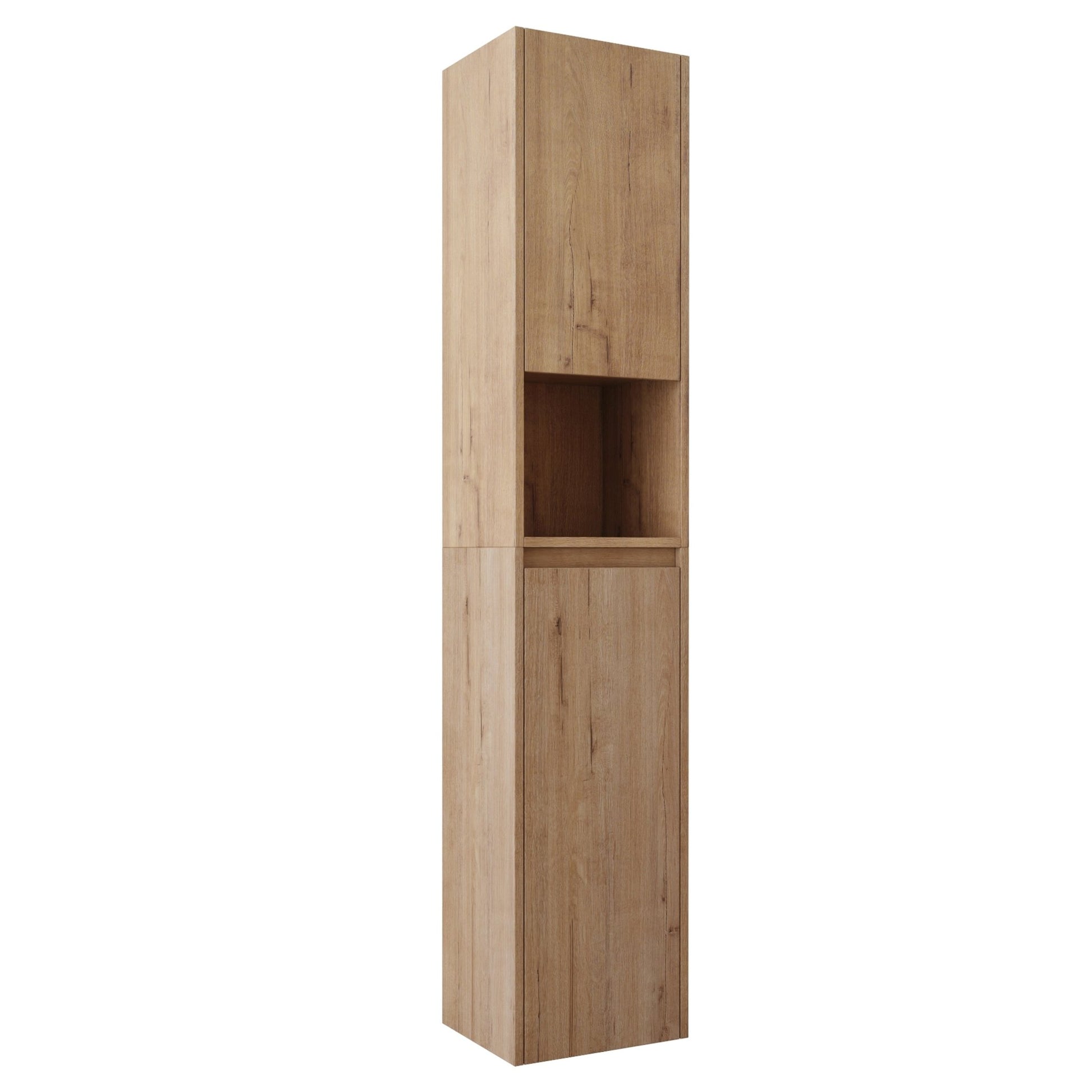 12' Bathroom Side Cabinet,Soft Close Doors,Float Mounting Design,Imitative Oak, SC00112IMO+SC00212IMO - K (KD - Packing) - 1st Choice Furniture Direct