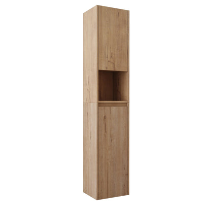 12' Bathroom Side Cabinet,Soft Close Doors,Float Mounting Design,Imitative Oak, SC00112IMO+SC00212IMO - K (KD - Packing) - 1st Choice Furniture Direct