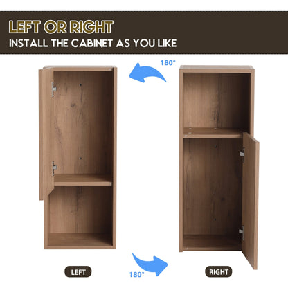 12' Bathroom Side Cabinet,Soft Close Doors,Float Mounting Design,Imitative Oak,(KD - Packing) - 1st Choice Furniture Direct