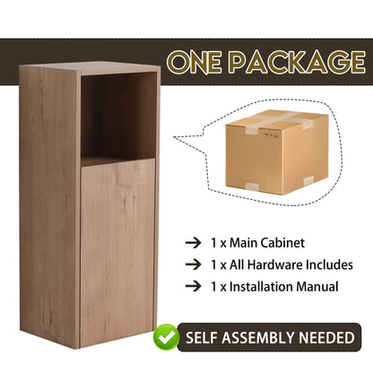 12' Bathroom Side Cabinet,Soft Close Doors,Float Mounting Design,Imitative Oak,(KD - Packing) - 1st Choice Furniture Direct