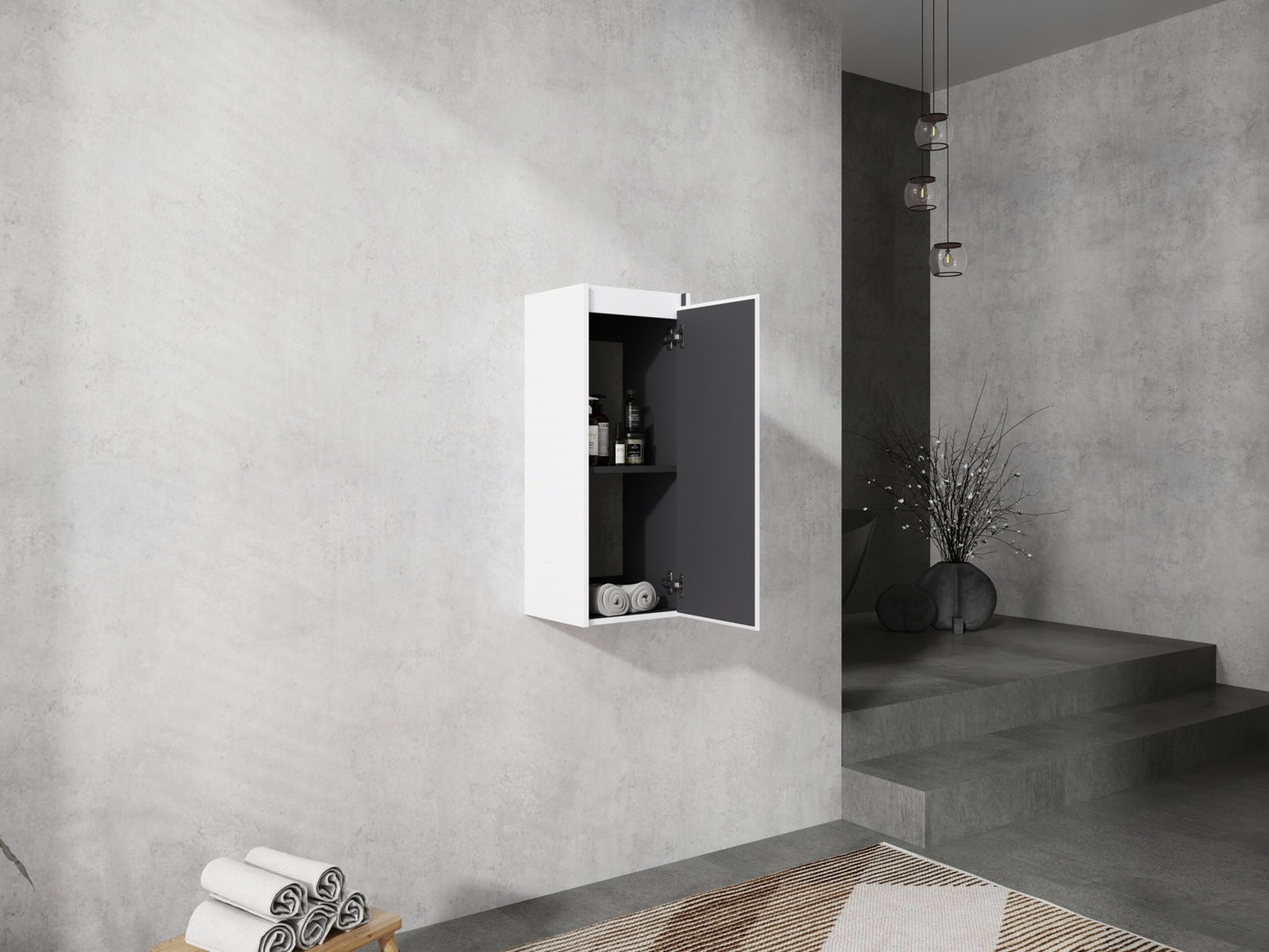 12' Bathroom Side Cabinet,Soft Close Doors,Float Mounting Design,(KD - Packing) - 1st Choice Furniture Direct