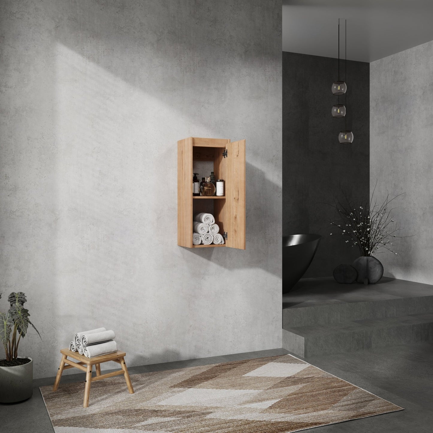 12' Bathroom Side Cabinet,Soft Close Doors,Float Mounting Design,(KD - Packing) - 1st Choice Furniture Direct