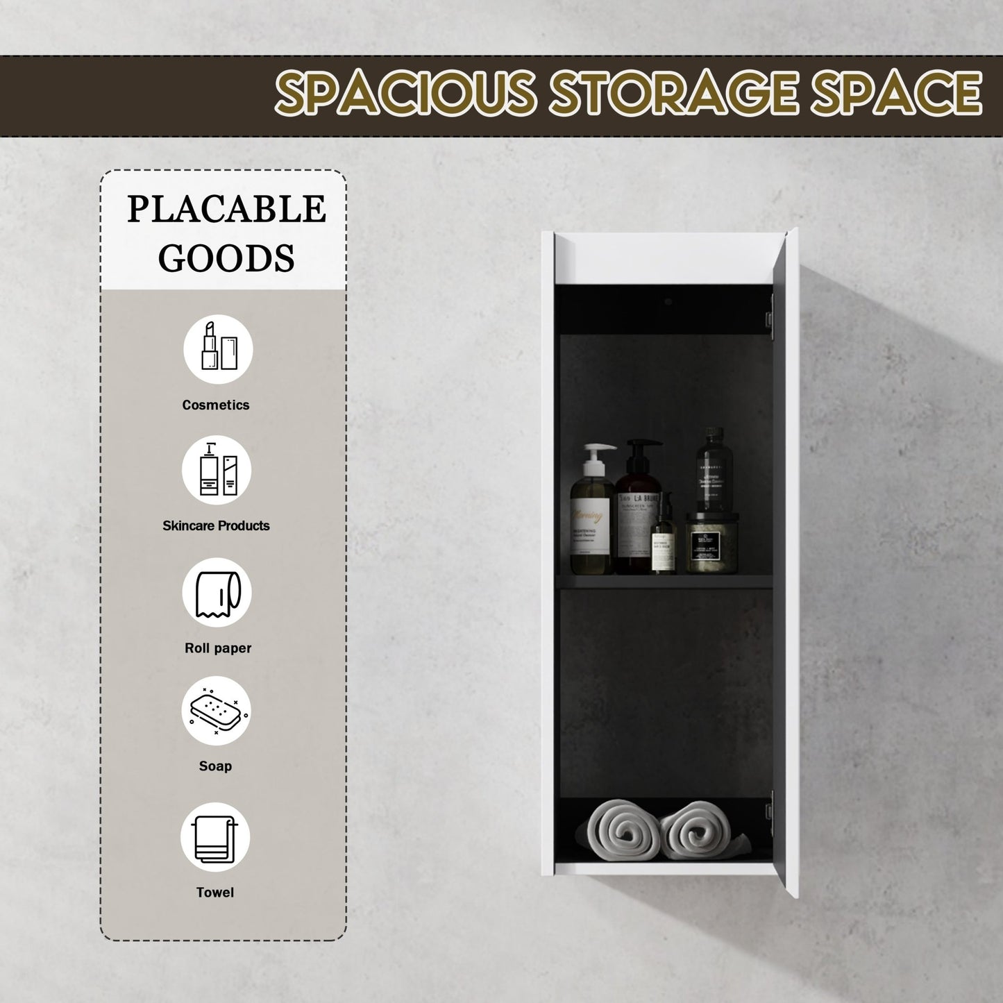 12' Bathroom Side Cabinet,Soft Close Doors,Float Mounting Design,(KD - Packing) - 1st Choice Furniture Direct