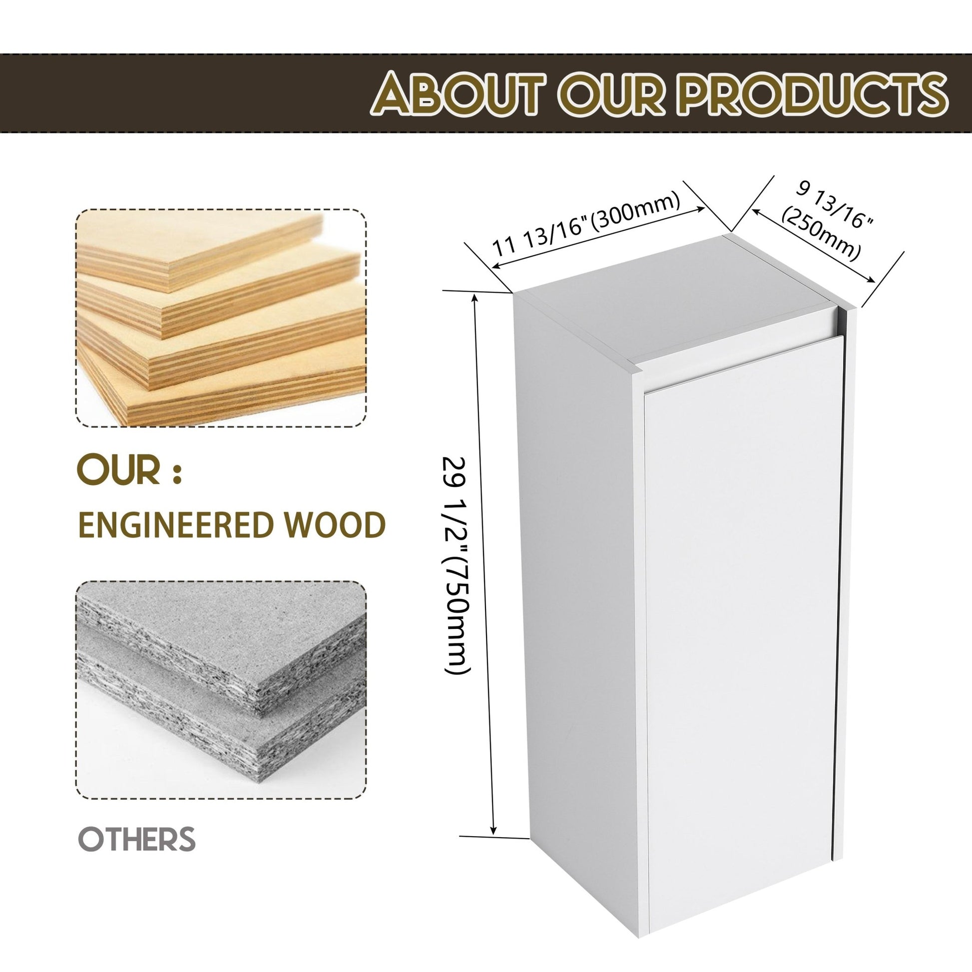 12' Bathroom Side Cabinet,Soft Close Doors,Float Mounting Design,(KD - Packing) - 1st Choice Furniture Direct