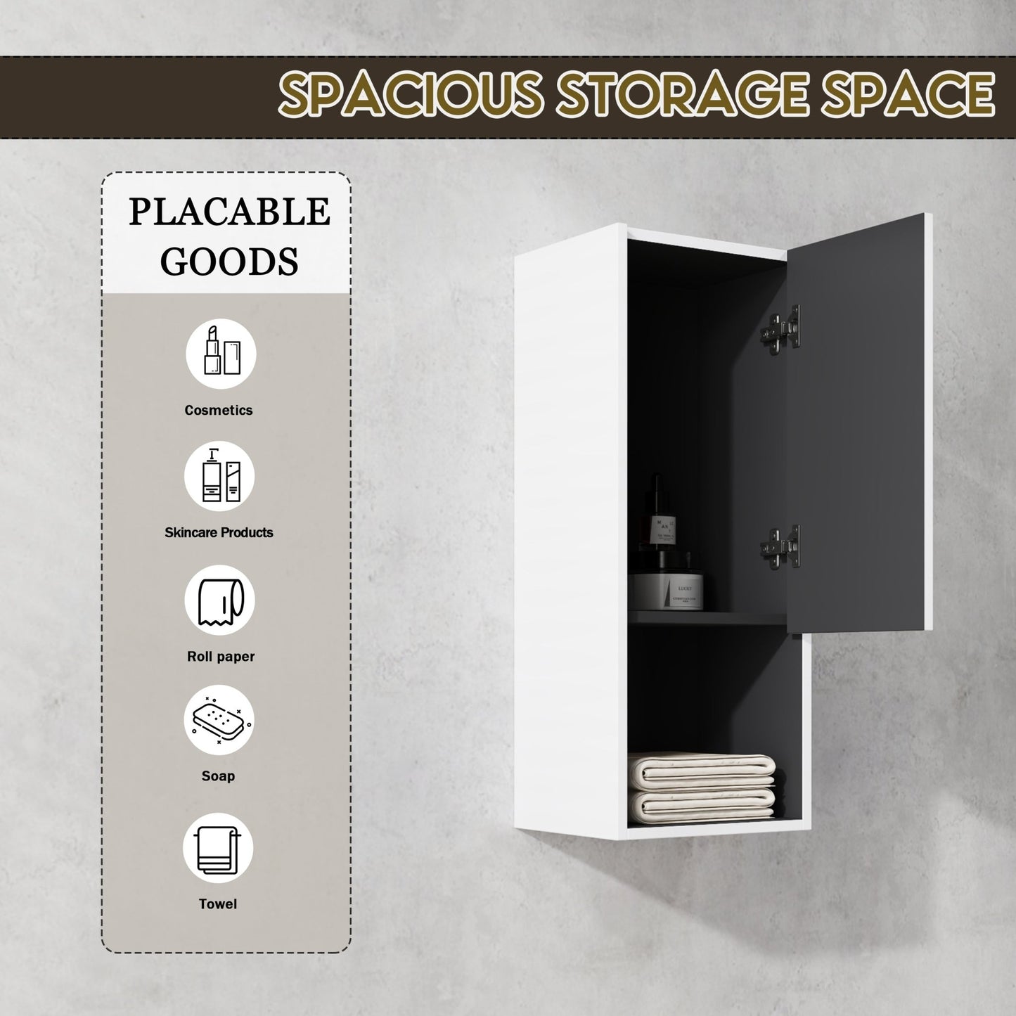 12' Bathroom Side Cabinet,Soft Close Doors,Float Mounting Design,(KD - Packing) - 1st Choice Furniture Direct
