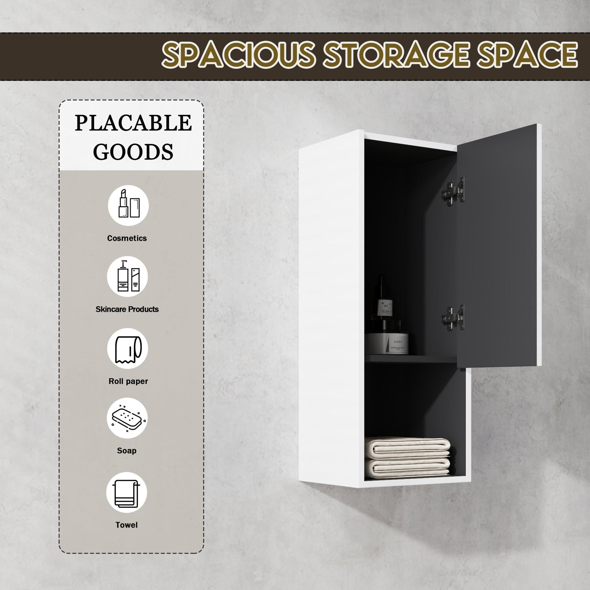 12' Bathroom Side Cabinet,Soft Close Doors,Float Mounting Design,(KD - Packing) - 1st Choice Furniture Direct
