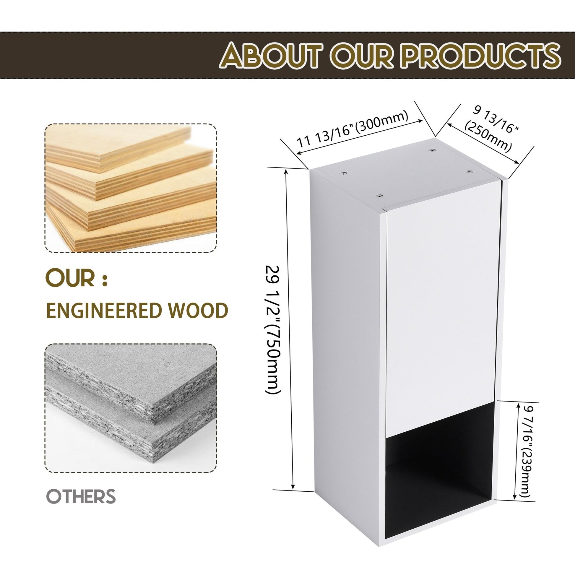 12' Bathroom Side Cabinet,Soft Close Doors,Float Mounting Design,(KD - Packing) - 1st Choice Furniture Direct