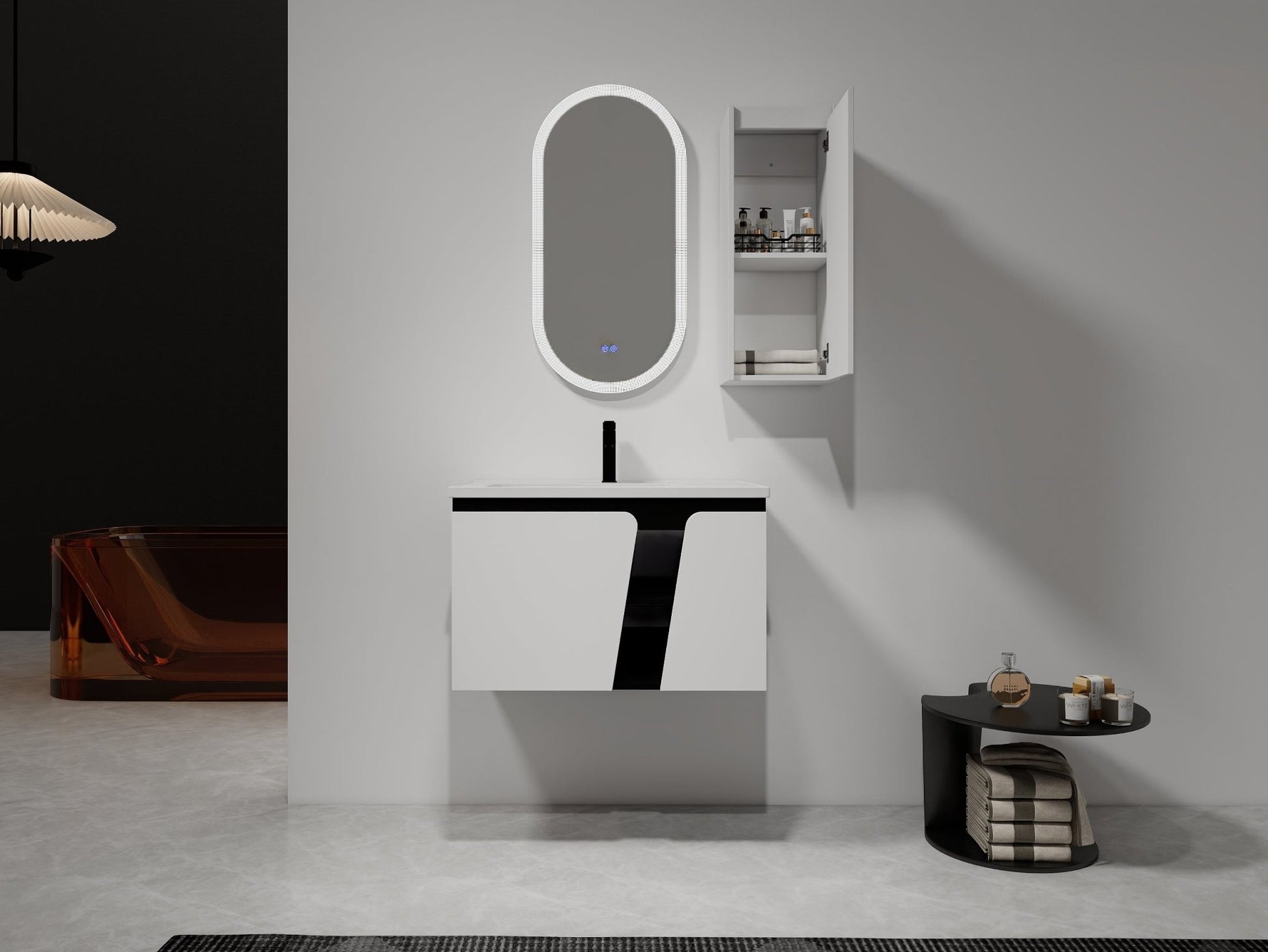 12' Bathroom Side Cabinet,Soft Close Doors,Float Mounting Design,(KD - Packing) - 1st Choice Furniture Direct