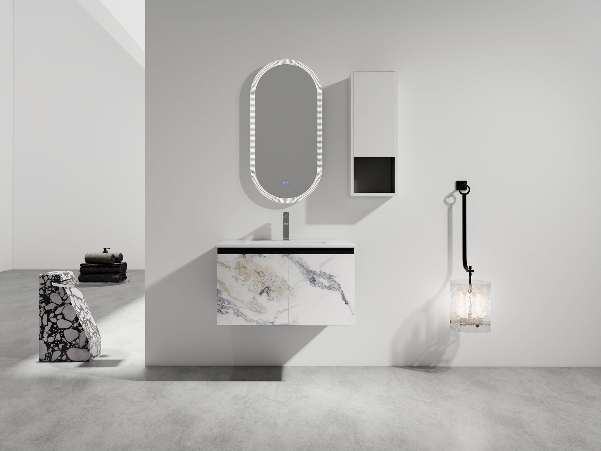 12' Bathroom Side Cabinet,Soft Close Doors,Float Mounting Design,(KD - Packing) - 1st Choice Furniture Direct