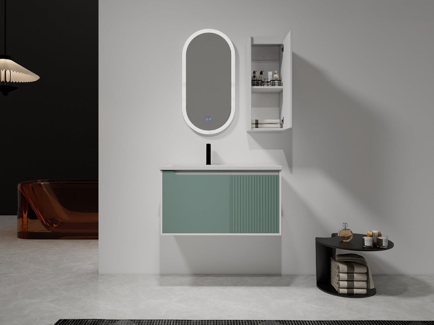 12' Bathroom Side Cabinet,Soft Close Doors,Float Mounting Design,(KD - Packing) - 1st Choice Furniture Direct