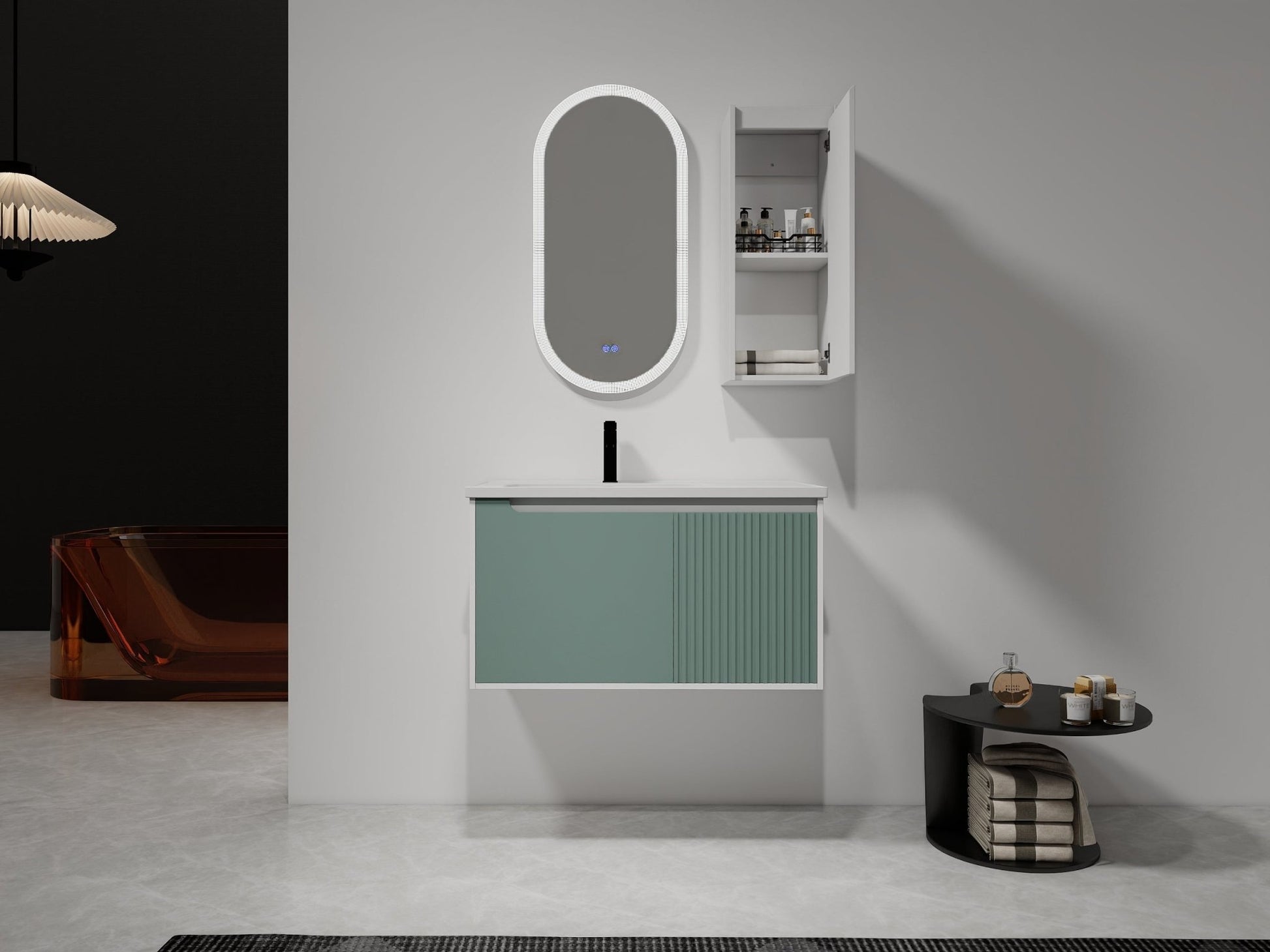 12' Bathroom Side Cabinet,Soft Close Doors,Float Mounting Design,(KD - Packing) - 1st Choice Furniture Direct
