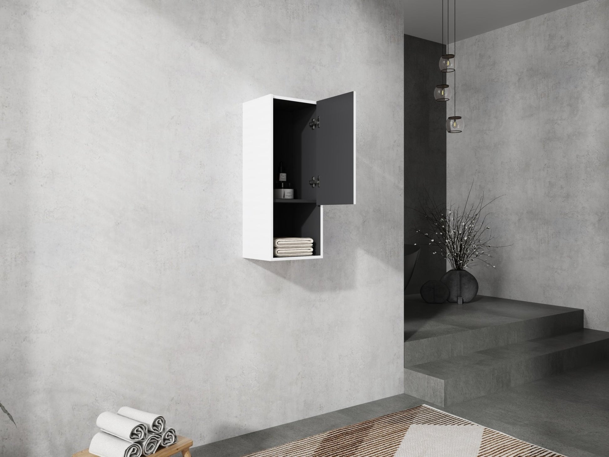 12' Bathroom Side Cabinet,Soft Close Doors,Float Mounting Design,(KD - Packing) - 1st Choice Furniture Direct