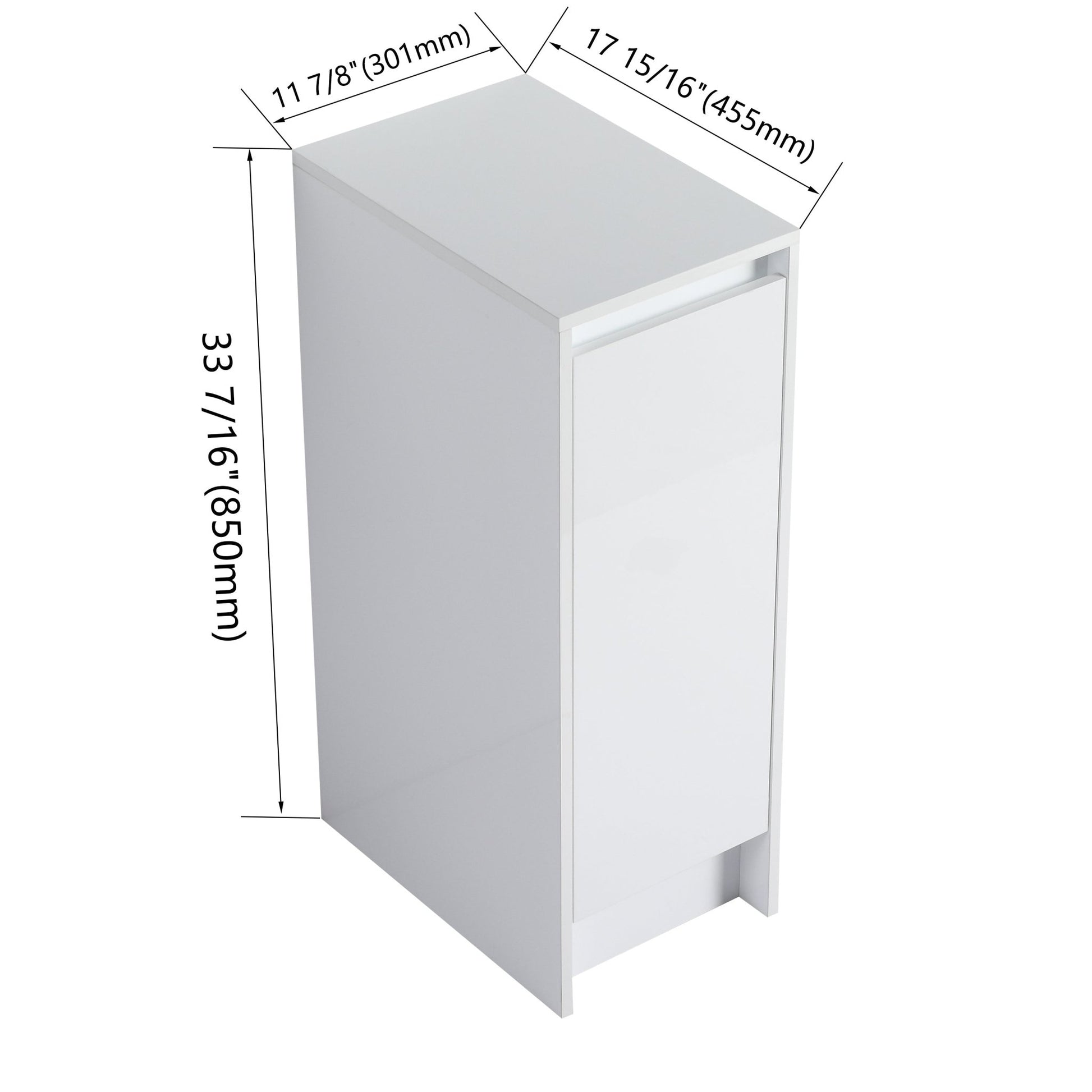 12' freestanding Bathroom Storage Cabinet, Soft Close Doors, Glossy White,(KD - Packing) - 1st Choice Furniture Direct