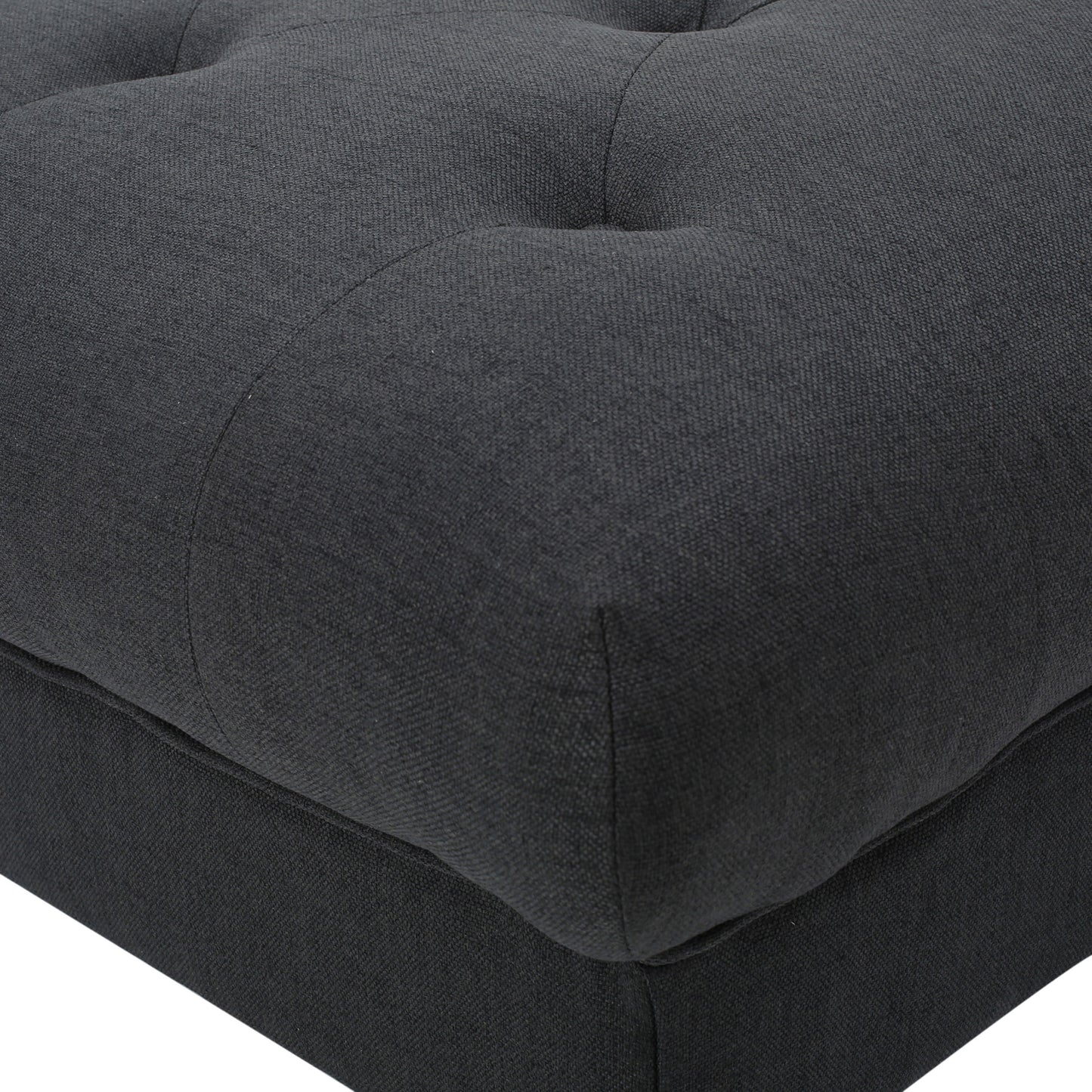 1st Choice Contemporary Living Room Fabric Tufted Ottoman in Dark Gray