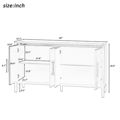 1st Choice Storage Cabinet Sideboard Wooden Cabinet with 4 Metal handles